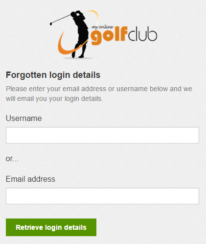 Forgotten password username or email