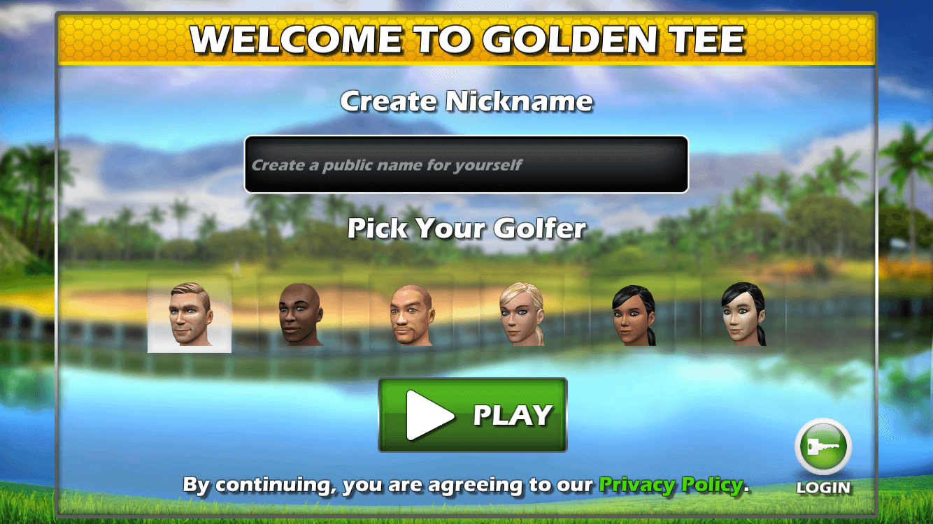 Golden Tee Golf Welcome Screen